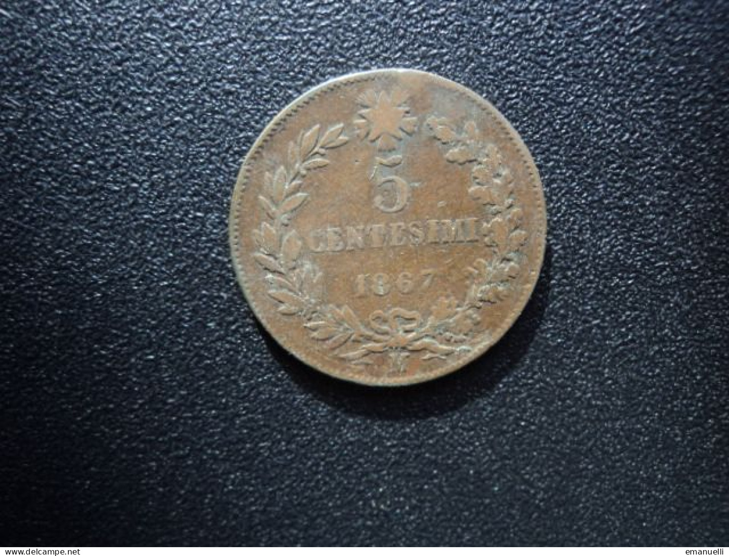 ITALIE : 5 CENTESIMI   1867 M    KM 3.2      TTB - 1861-1878 : Victor Emmanuel II.