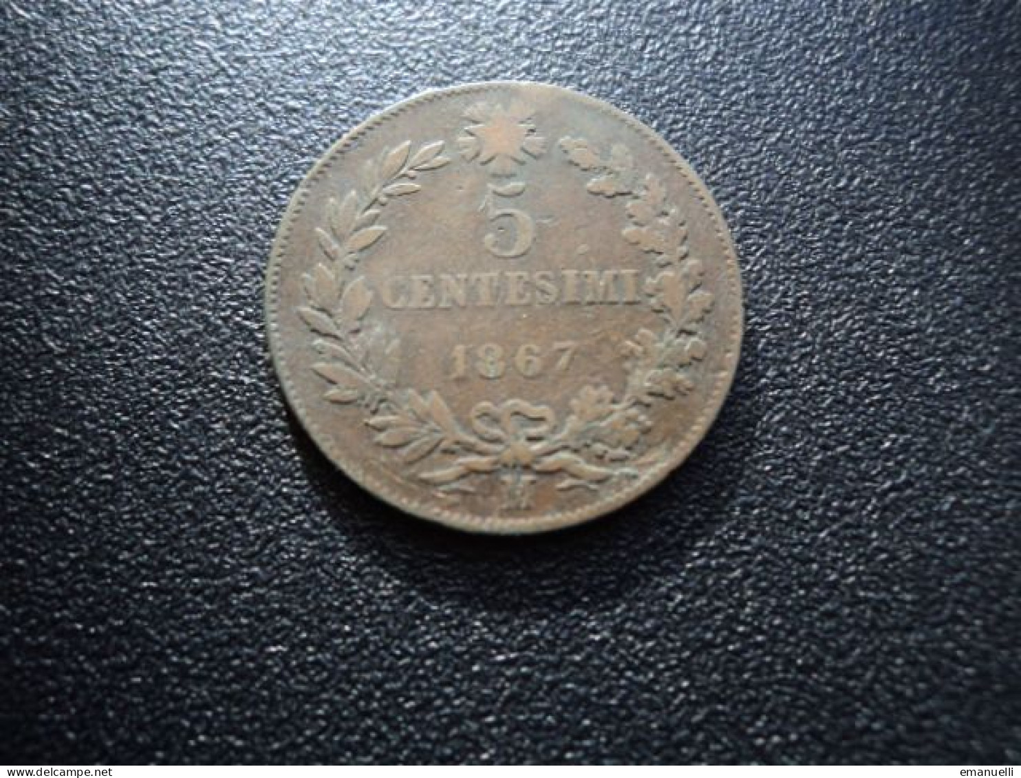 ITALIE : 5 CENTESIMI   1867 M    KM 3.2      TTB - 1861-1878 : Vittoro Emanuele II