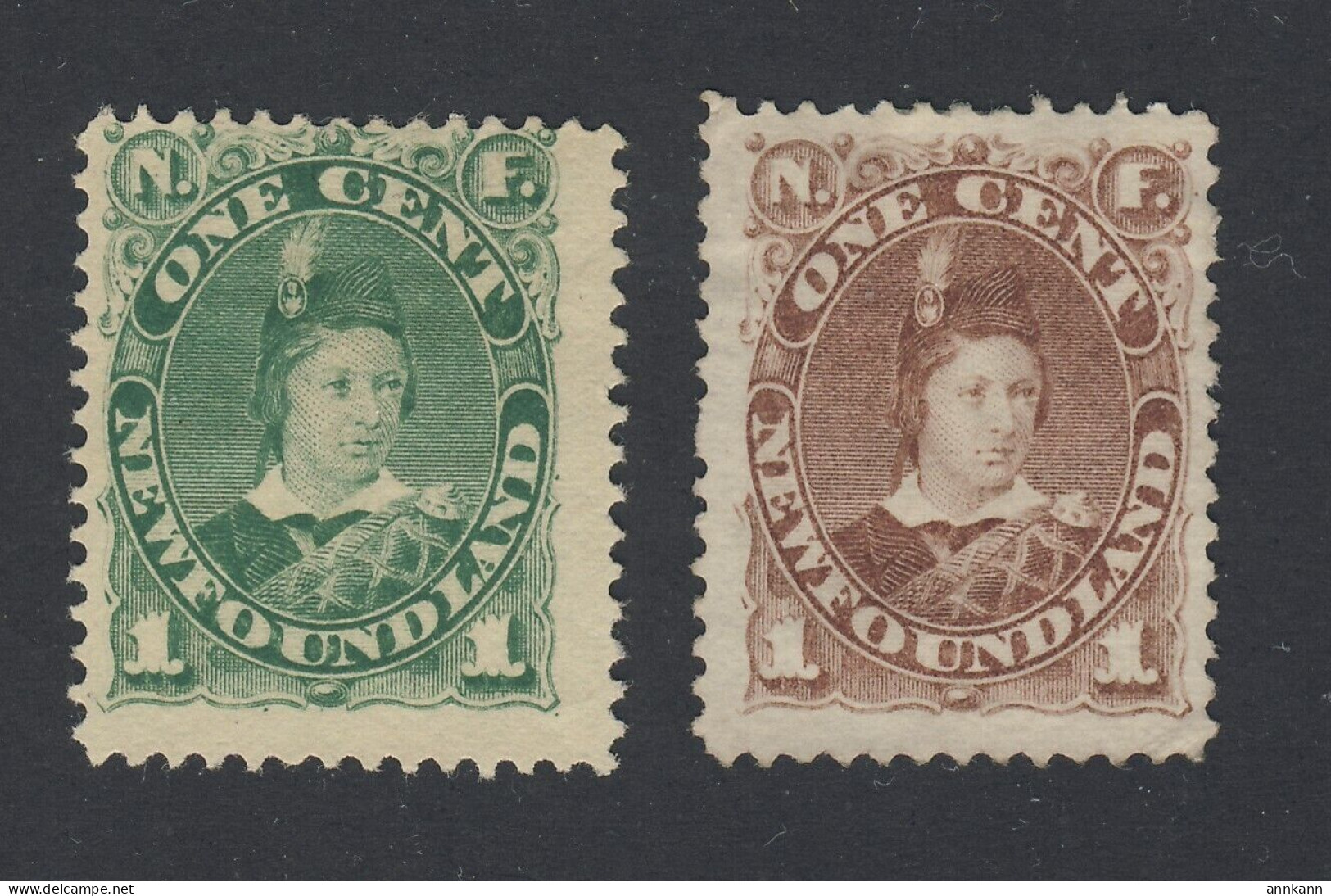 2x Newfoundland Stamps; #41-1c F/VF MNG, & #45-1c MNG F Guide Value = $73.00 - 1857-1861