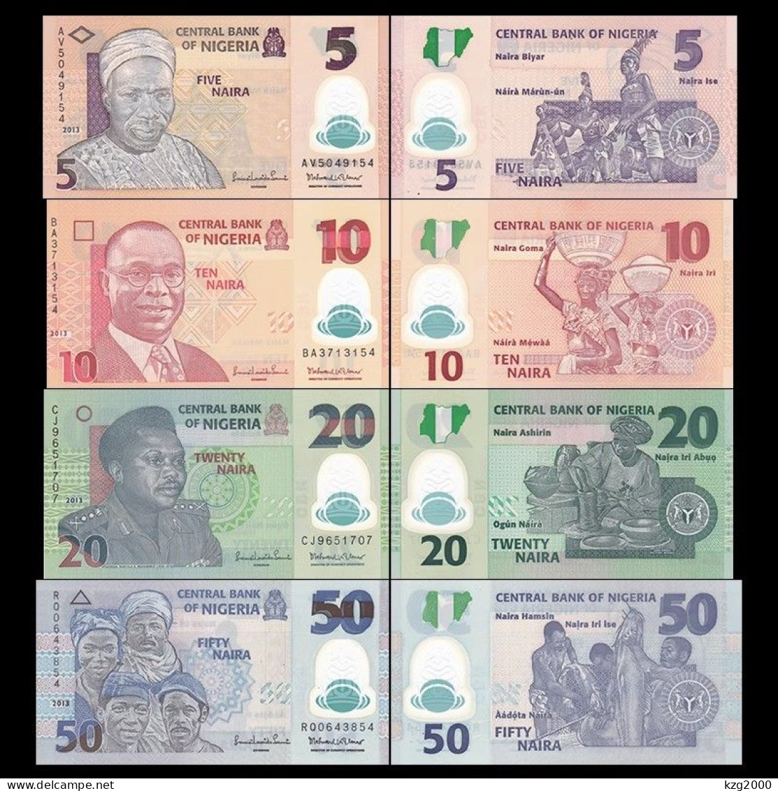 Nigeria  Random Year Plastic Banknotes Paper Money 5-50 Naira Polymer  UNC 4Pcs Banknote - Nigeria