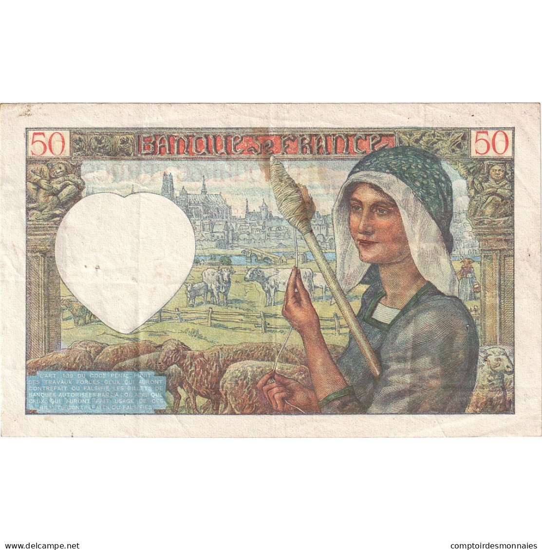 France, 50 Francs, Jacques Coeur, 1941, E.95, TTB, Fayette:19.12, KM:93 - 50 F 1940-1942 ''Jacques Coeur''