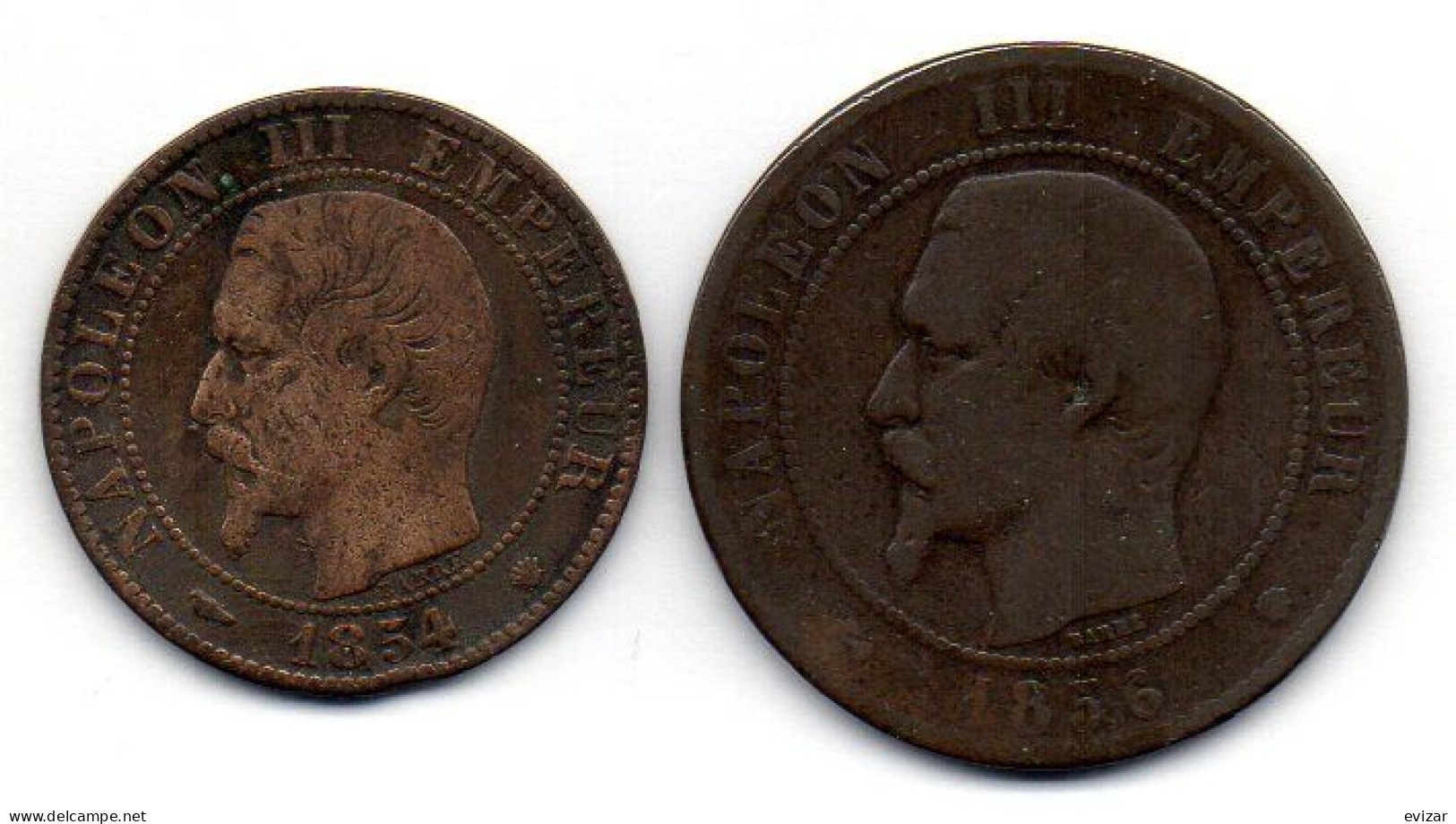 FRANCE, Set Of Two Coins 5, 10 Centimes, Bronze, Year 1854-AM, 1856-MA,  KM # 777.6, 771.6 - Autres & Non Classés