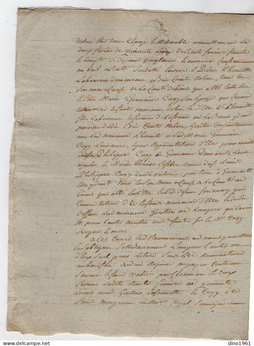VP22.971 - Cachet De Généralité De PARIS / LAGNY - Acte De 1790 - Titre Nouvel - DAMPMART X THORIGNY - Seals Of Generality