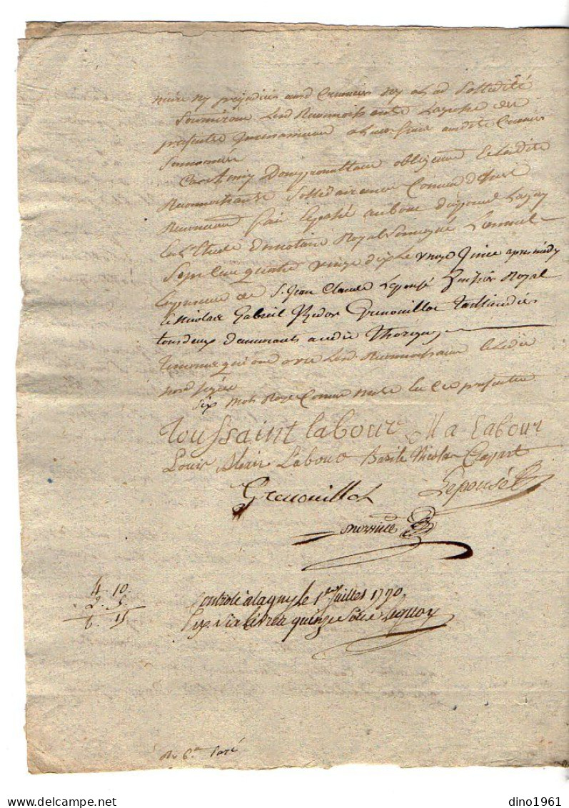 VP22.971 - Cachet De Généralité De PARIS / LAGNY - Acte De 1790 - Titre Nouvel - DAMPMART X THORIGNY - Timbri Generalità