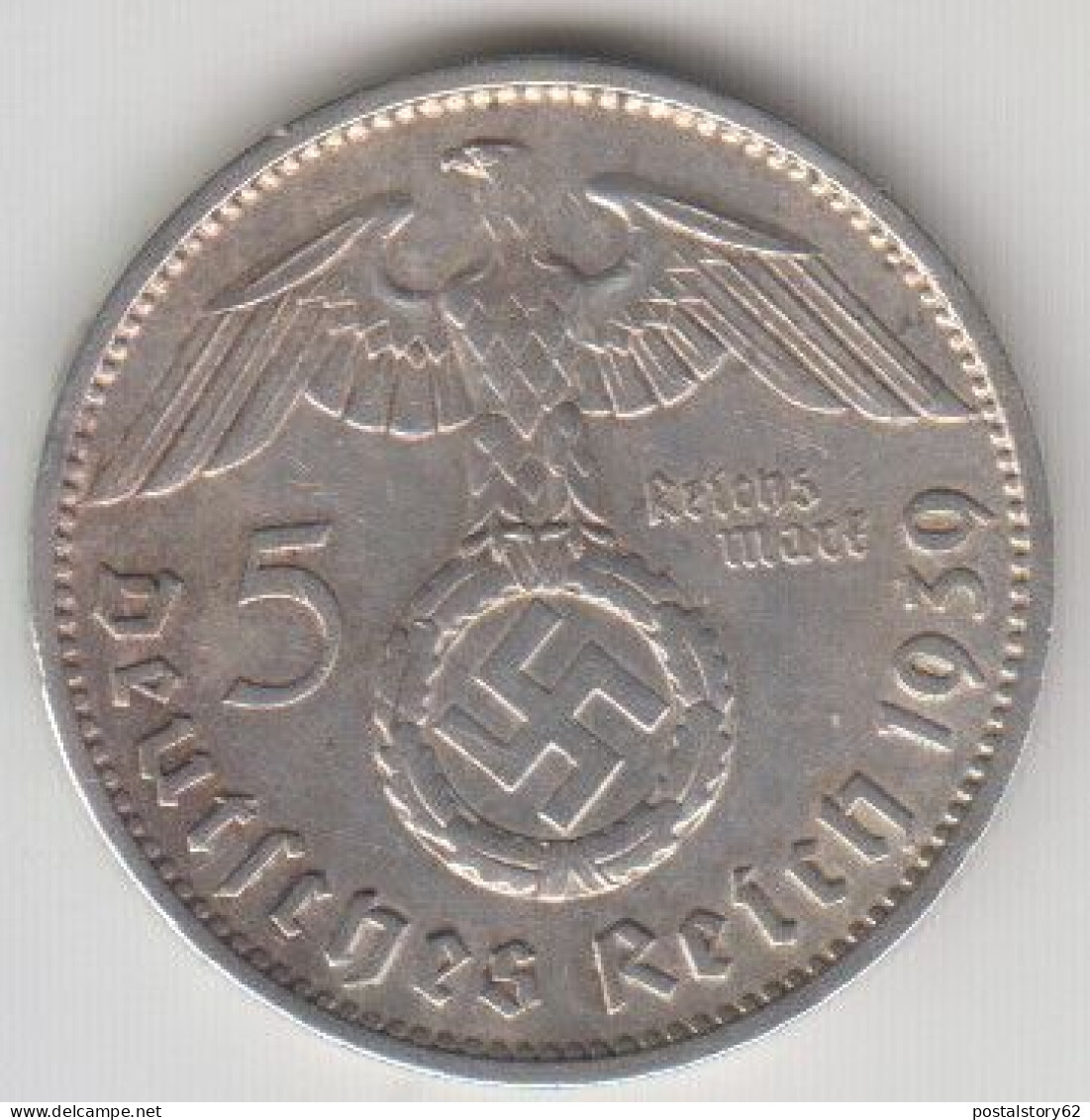 Germania, Deutsches Reich. Moneta Arg. 5 Marchi " J " 1939 Spl - 5 Reichsmark