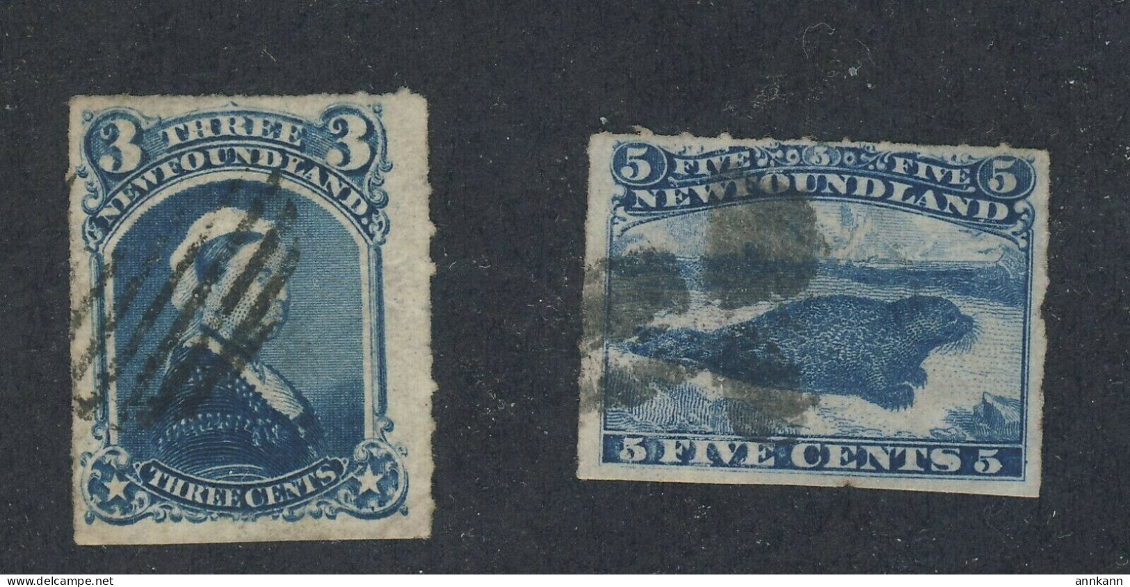 2x Newfoundland Used Rouletted Stamps #39-3c VF #40-5c VF Guide Value = $40.00 - 1857-1861