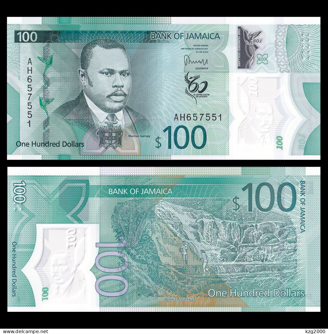 Jamaica 2022 Plastic Banknotes Paper Money 100 Dollars Polymer  UNC   Banknote 60th Anniversary Of Independence - Jamaica