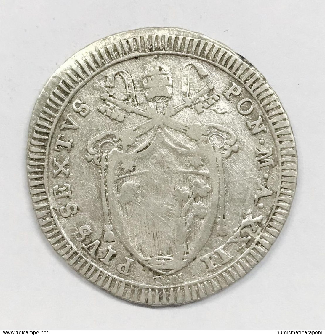 Pio VI 1775-1799 1/5 Di Scudo 1796 A. XXII°  E.1379 - Emilia