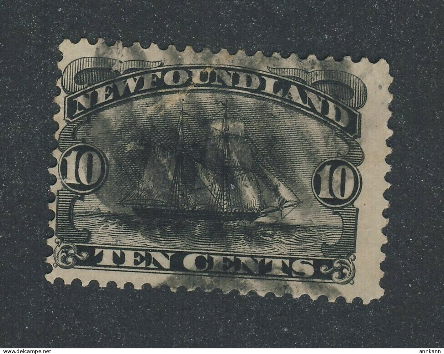 Newfoundland Used Stamp; #59-10c Ship F/VF Guide Value = $60.00 - 1857-1861
