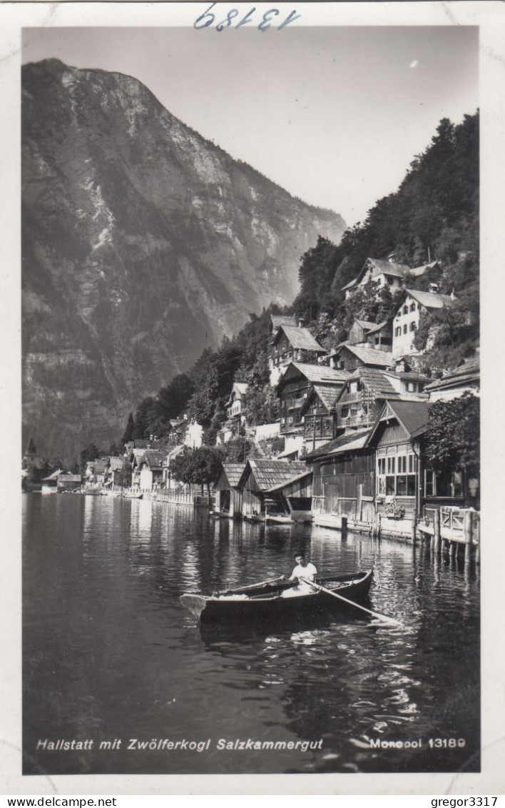 E3737) HALLSTATT Gegen ZWÖLFERKOGL - Salzkammergut - Ruderboot - Vor Holzhäusern - FOTO AK Alt ! - Hallstatt