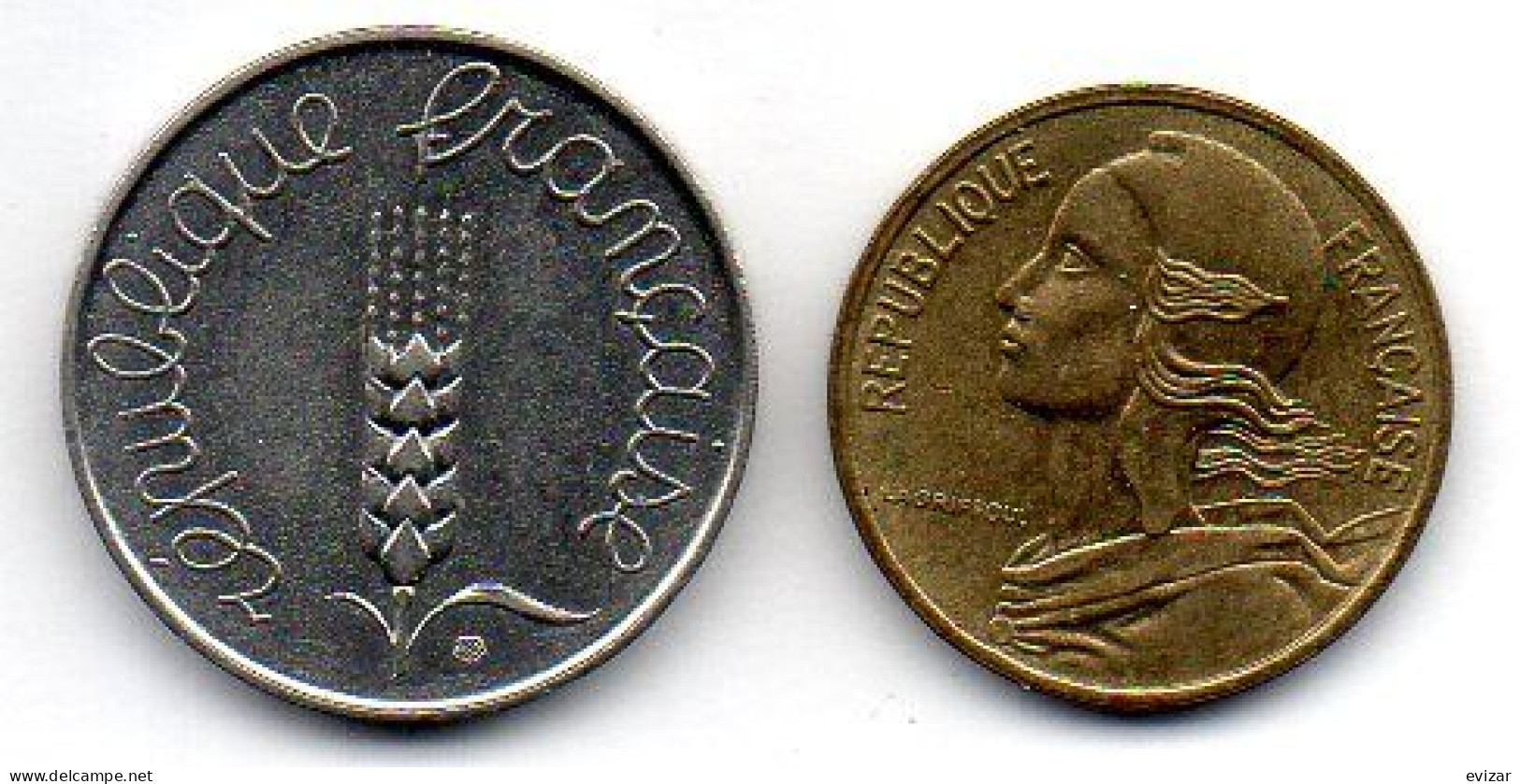 FRANCE, Set Of Two Coins 5 Centimes, Steel, Aluminum-Bronze, Year 1964, 1978, KM # 927, 933 - 5 Centimes