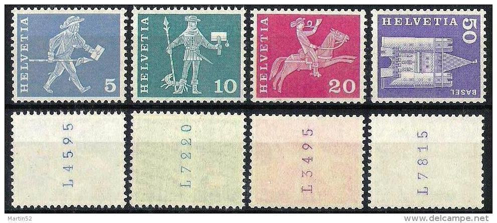 Schweiz Suisse 1960: RM MIT NR ROULEAUX + NO. Zu 355/363R.01 + Lettre L / M / N Ou P + 4 Digits ** MNH  (Zu CHF 23.00) - Franqueo