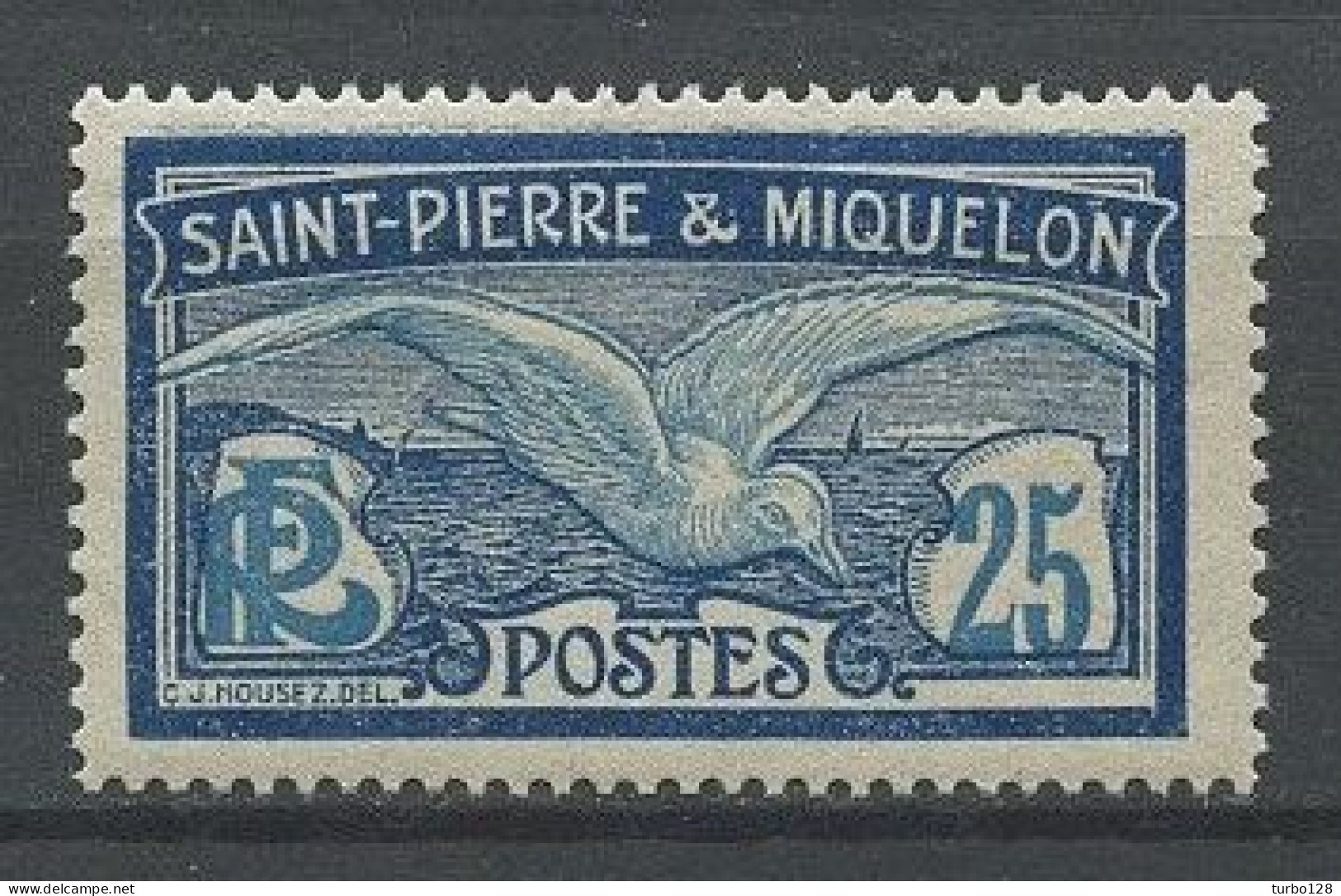 SPM MIQUELON 1909 N° 84 ** Infime Pli Neufs MNH TB C 11 € Faune Oiseaux Birds Goéland Animaux - Unused Stamps