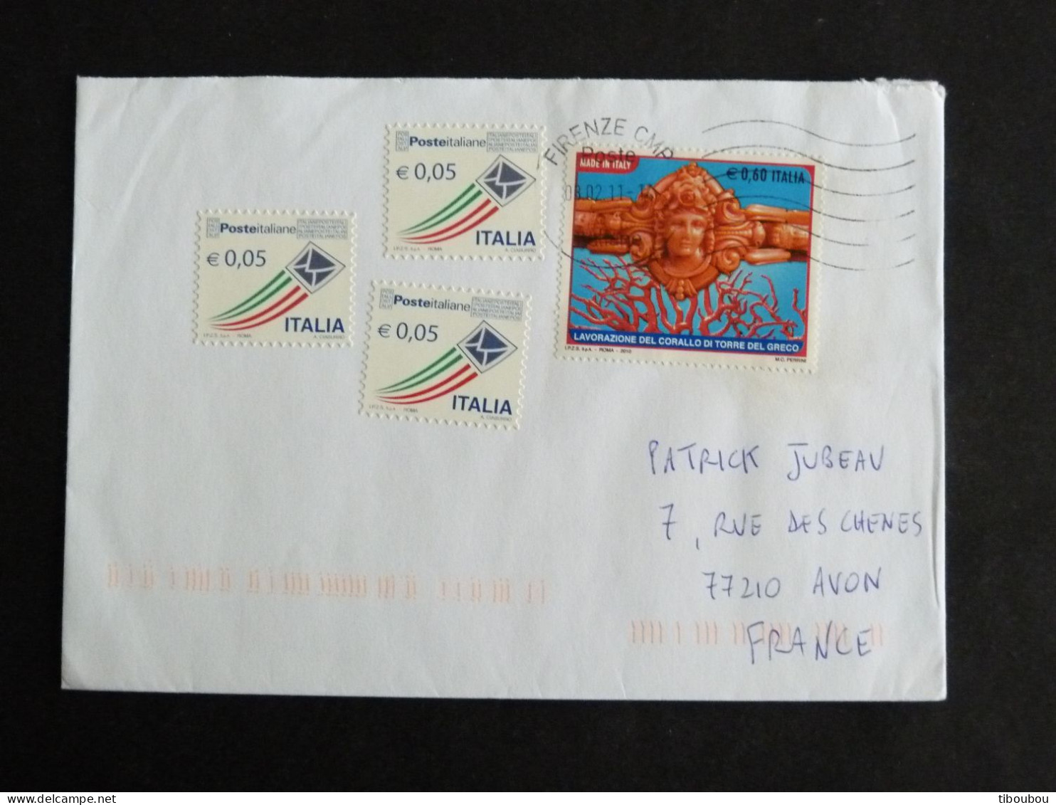 ITALIE ITALIA AVEC YT 3151 X 3 ET 3165 POSTE ITALIENNE / BRACELET CORAIL ROUGE - FLAMME FIRENZE CMP - 2011-20: Poststempel