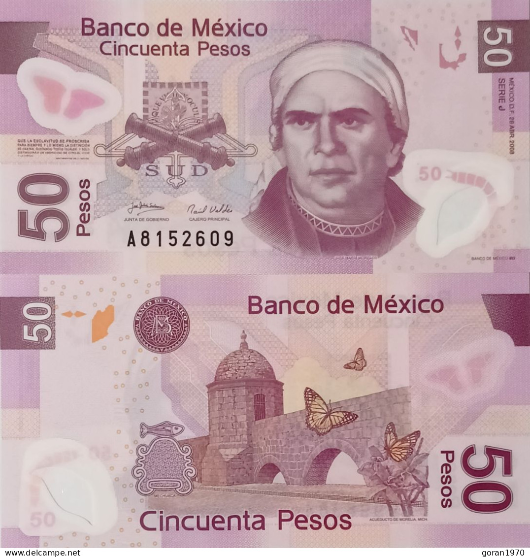 Mexico 50 Pesos 2008 UNC, P-123i Polymer - México