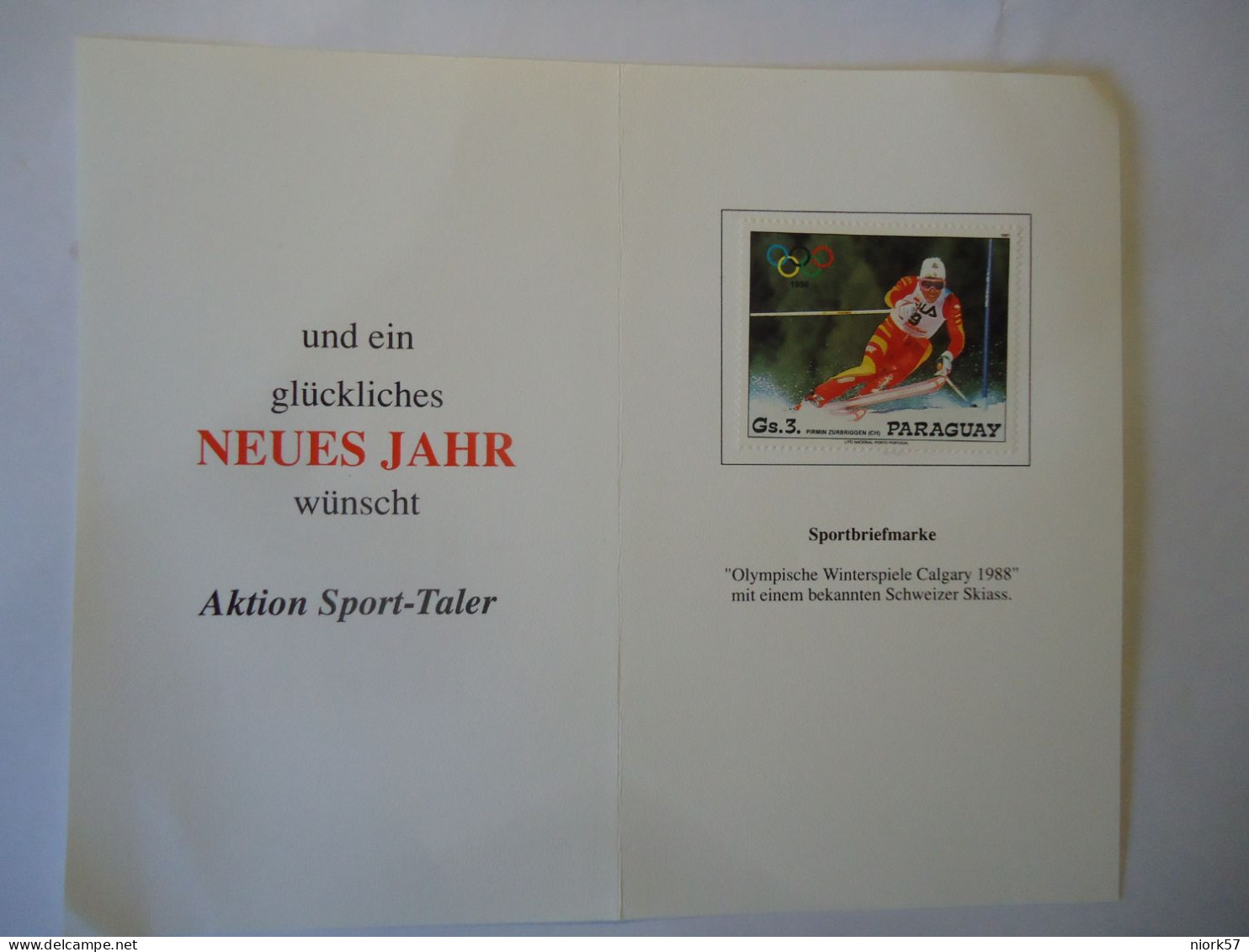 PARAGUAY    FOLDER   OLYMPIC GAMES GALGARY 1988   AKTION SPORT-TALER SKIING - Inverno1988: Calgary