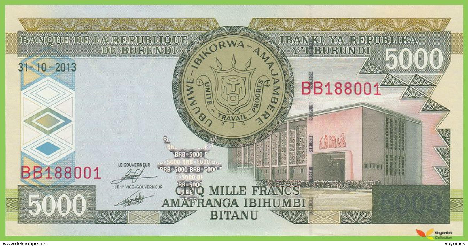 Voyo BURUNDI 5000 Francs 2013 P48c B235c BB UNC - Burundi