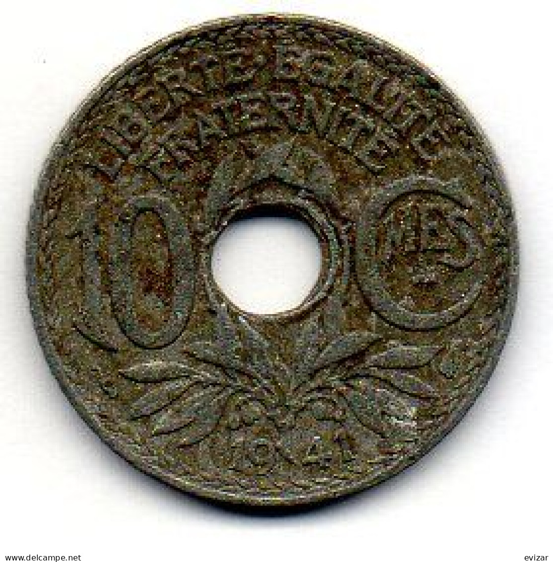 FRANCE, 10 Centimes, Zinc, Year 1941, KM # 896 - 10 Centimes