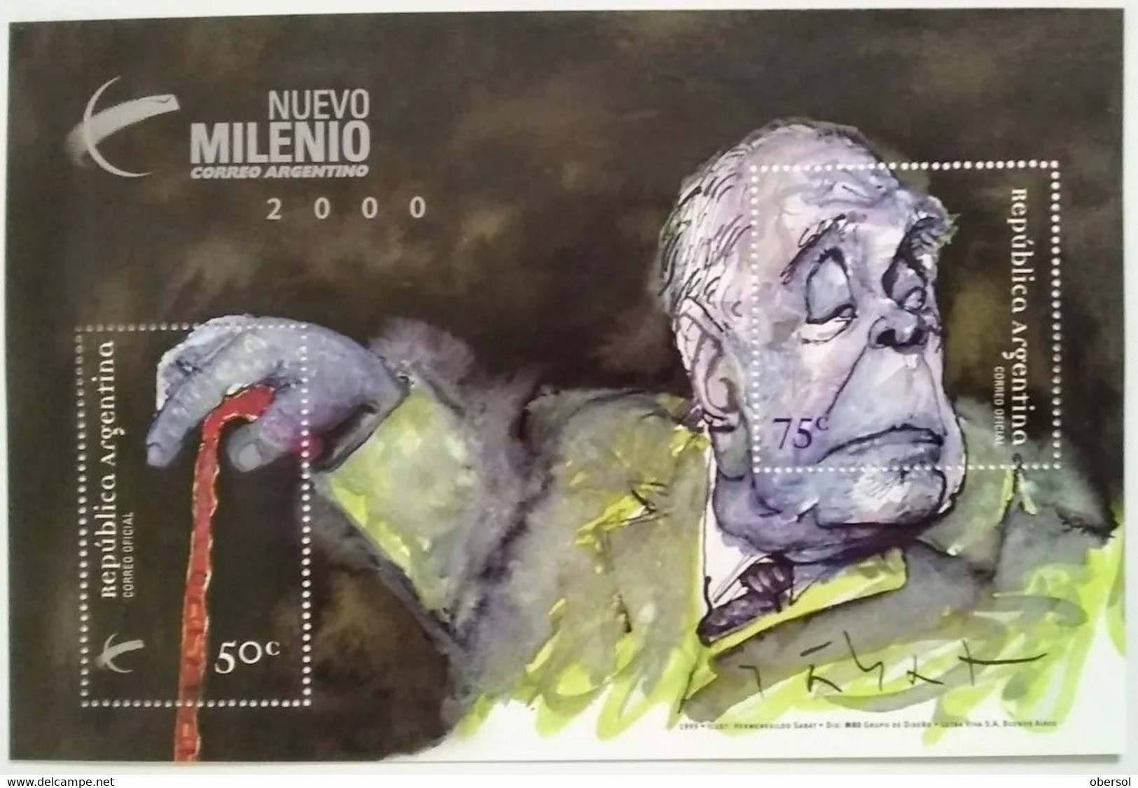 Argentina 1999 Borges Nuevo Milenio Souvenir Sheet MNH - Ongebruikt