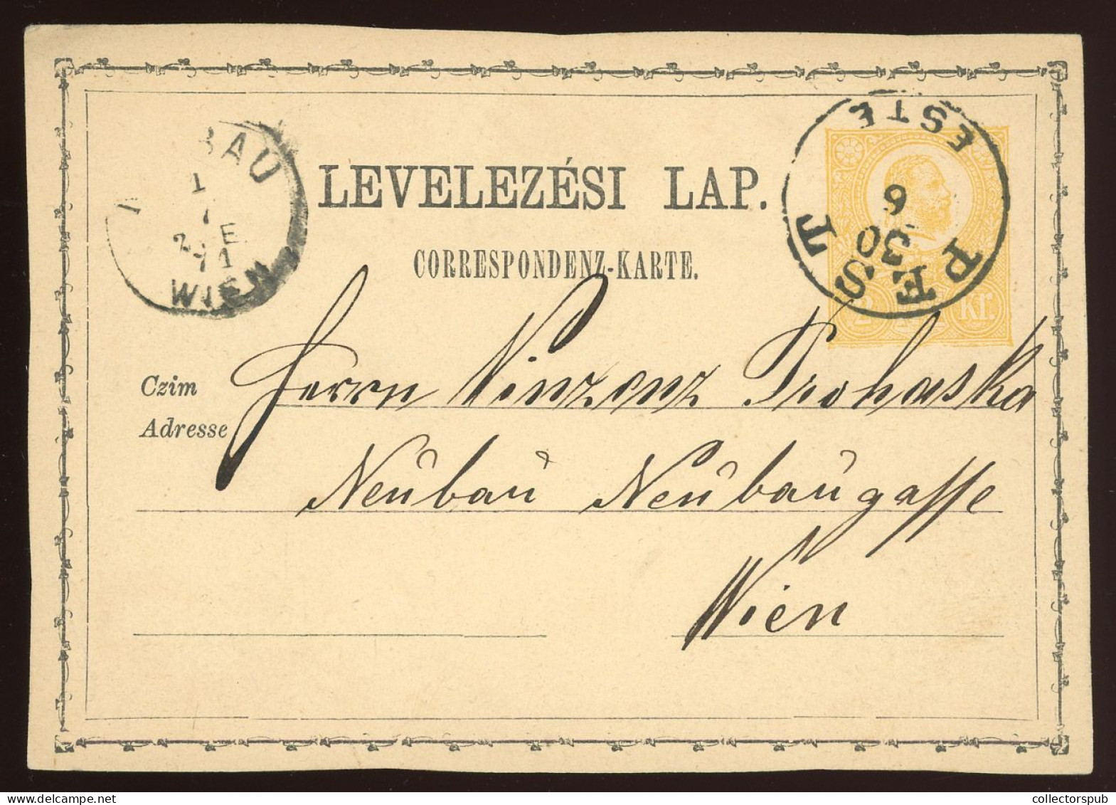 HUNGARY 1871. Nice Early PS Card To Wien - Entiers Postaux