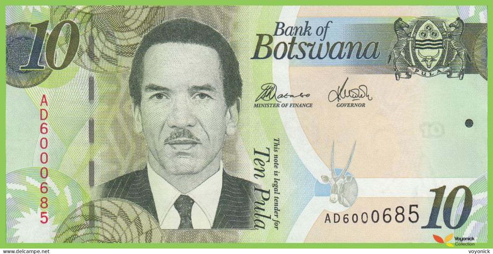 Voyo BOTSWANA 10 Pula 2014 P30d B124d AD6000 UNC - Botswana