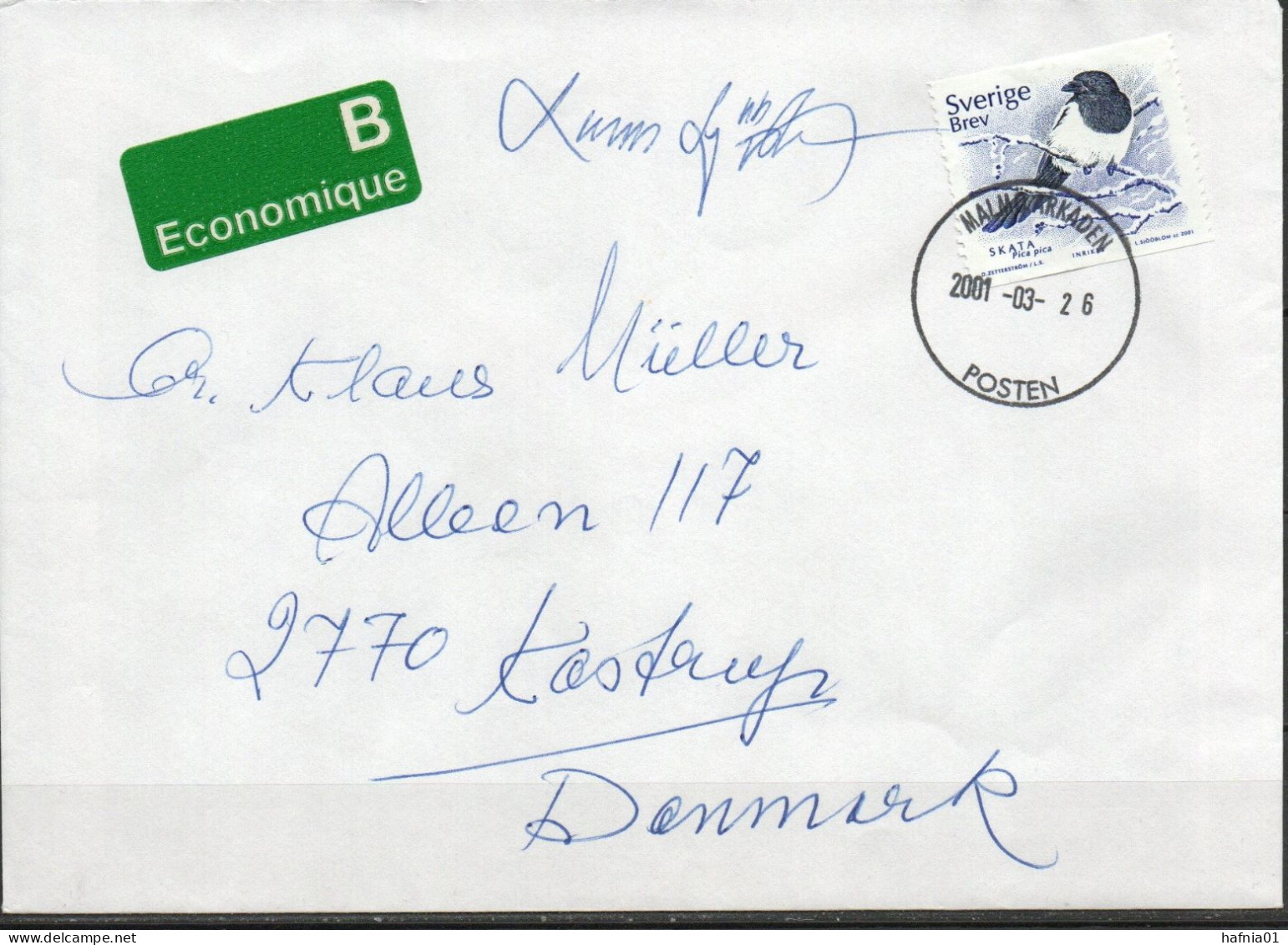 Lars Sjööblom. Sweden 2001. Letter Sent From Sweden To Denmark. Signed. - Briefe U. Dokumente