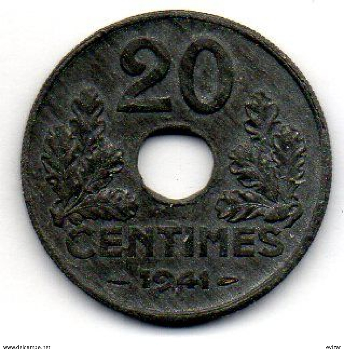 FRANCE, 20 Centimes, Zinc, Year 1941, KM # 900 - 20 Centimes