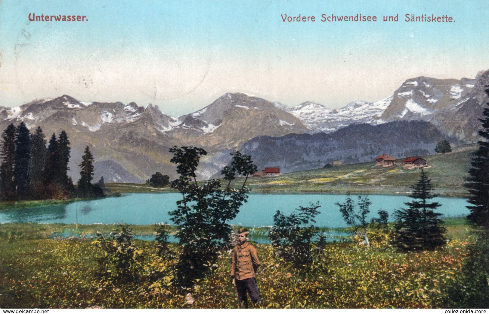 UNTERWASSER - VORDERE SCHWENDISEE UND SÄNTISKETTE - CARTOLINA FP SPEDITA NEL 1908 - Wil