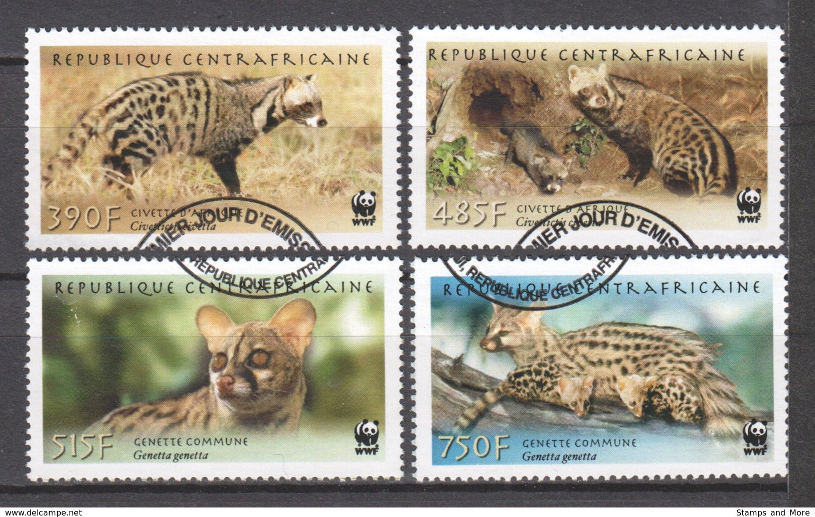 Central African Republic 2007 Mi 2948-2951 WWF - WILD CATS - Used Stamps