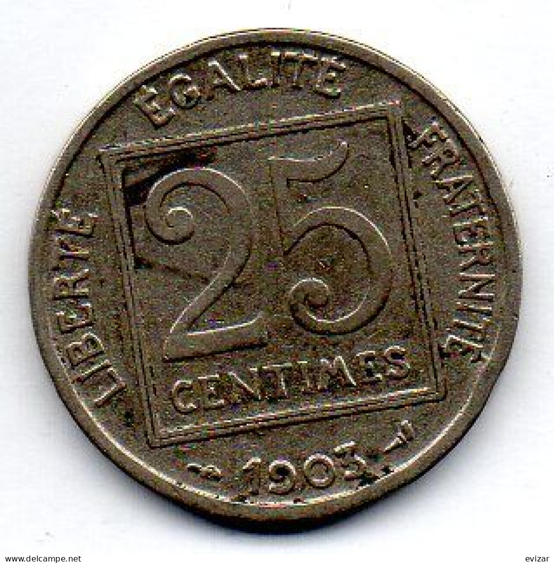 FRANCE, 25 Centimes, Nickel, Year 1903, KM # 855 - 25 Centimes