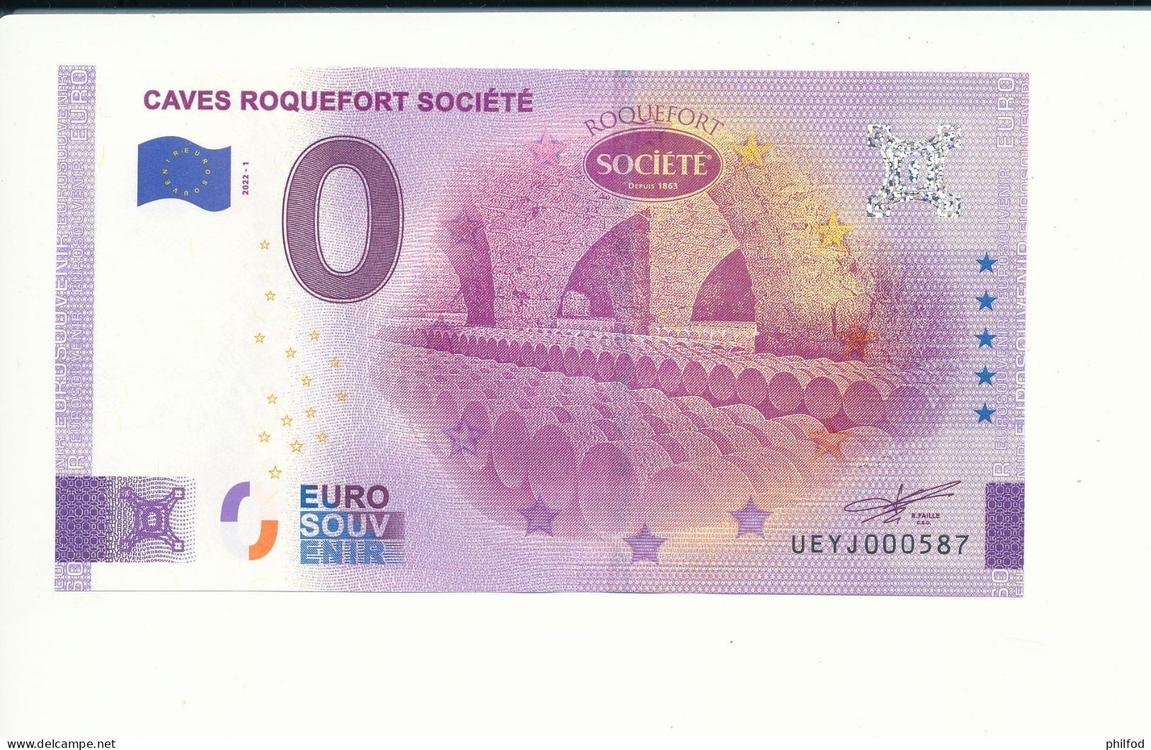 Billet Touristique  0 Euro  - CAVES ROQUEFORT SOCIETE - 2022-1 -  UEYJ -  N° 587 - Autres & Non Classés