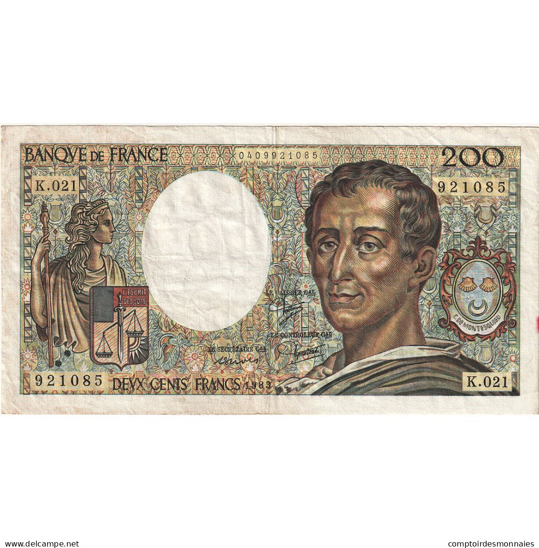 France, 200 Francs, Montesquieu, 1983, K.021, TTB, Fayette:70.03, KM:155a - 200 F 1981-1994 ''Montesquieu''