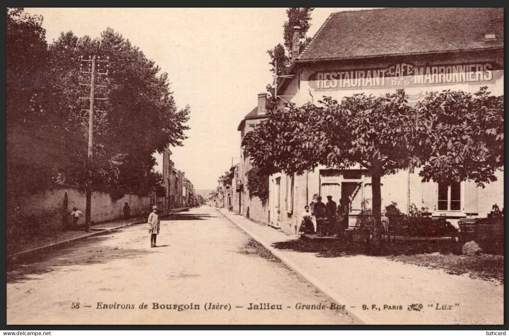 Environs De Bourgouin : Jallieu, La Grande Rue - Restaurant Café Des Marronniers - Ed.Lux - Jallieu
