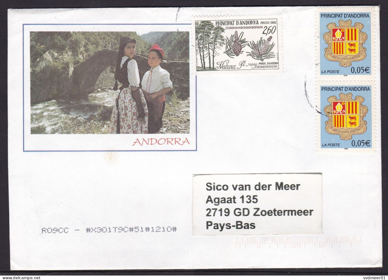 Andorra: Cover To Netherlands, 3 Stamps, Heraldry, Tree Seed (minor Damage, Small Stain) - Covers & Documents