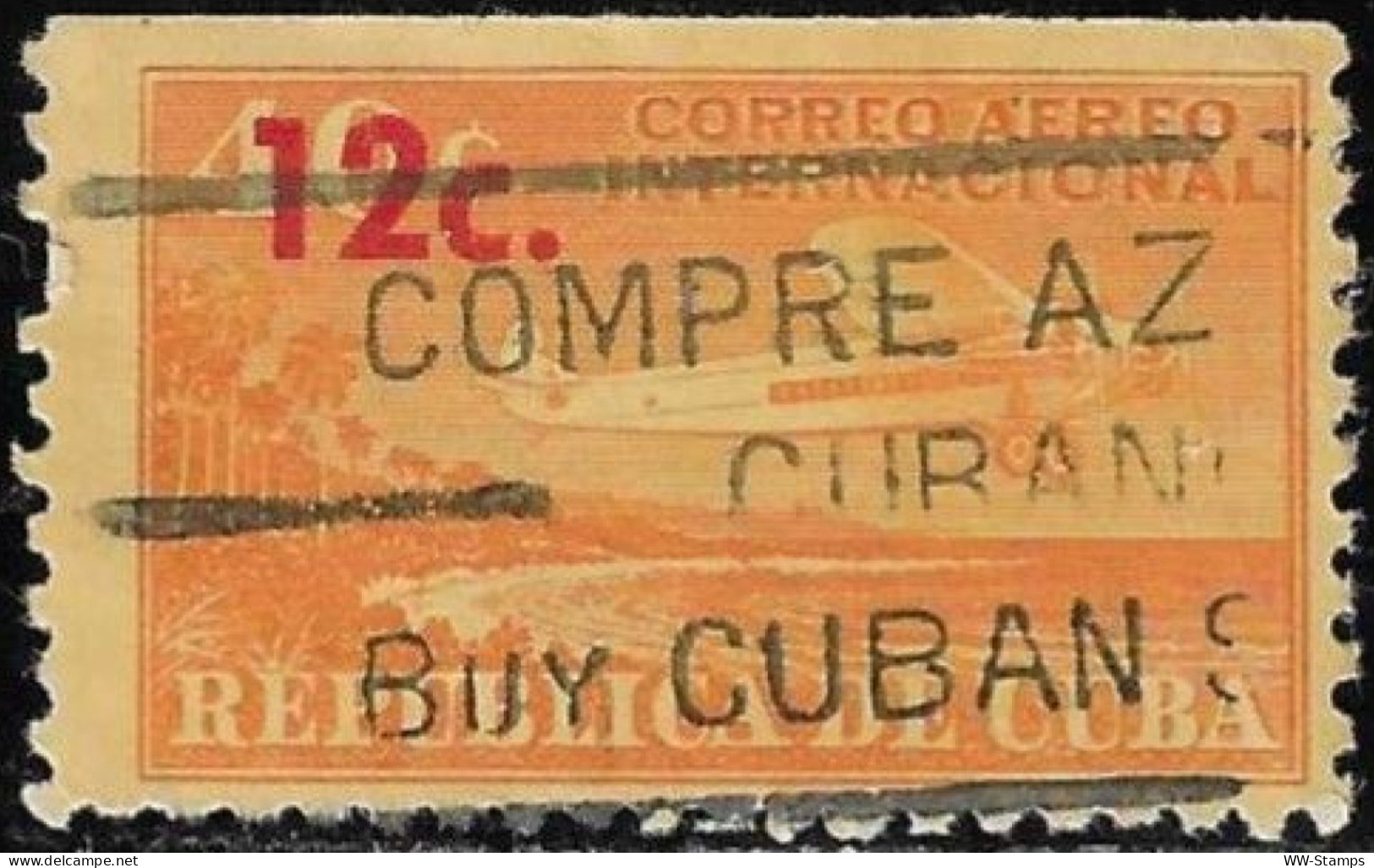 Cuba 1960 Used Airmail Stamp Airplane Surcharged 40 + 12 C [WLT1880] - Oblitérés