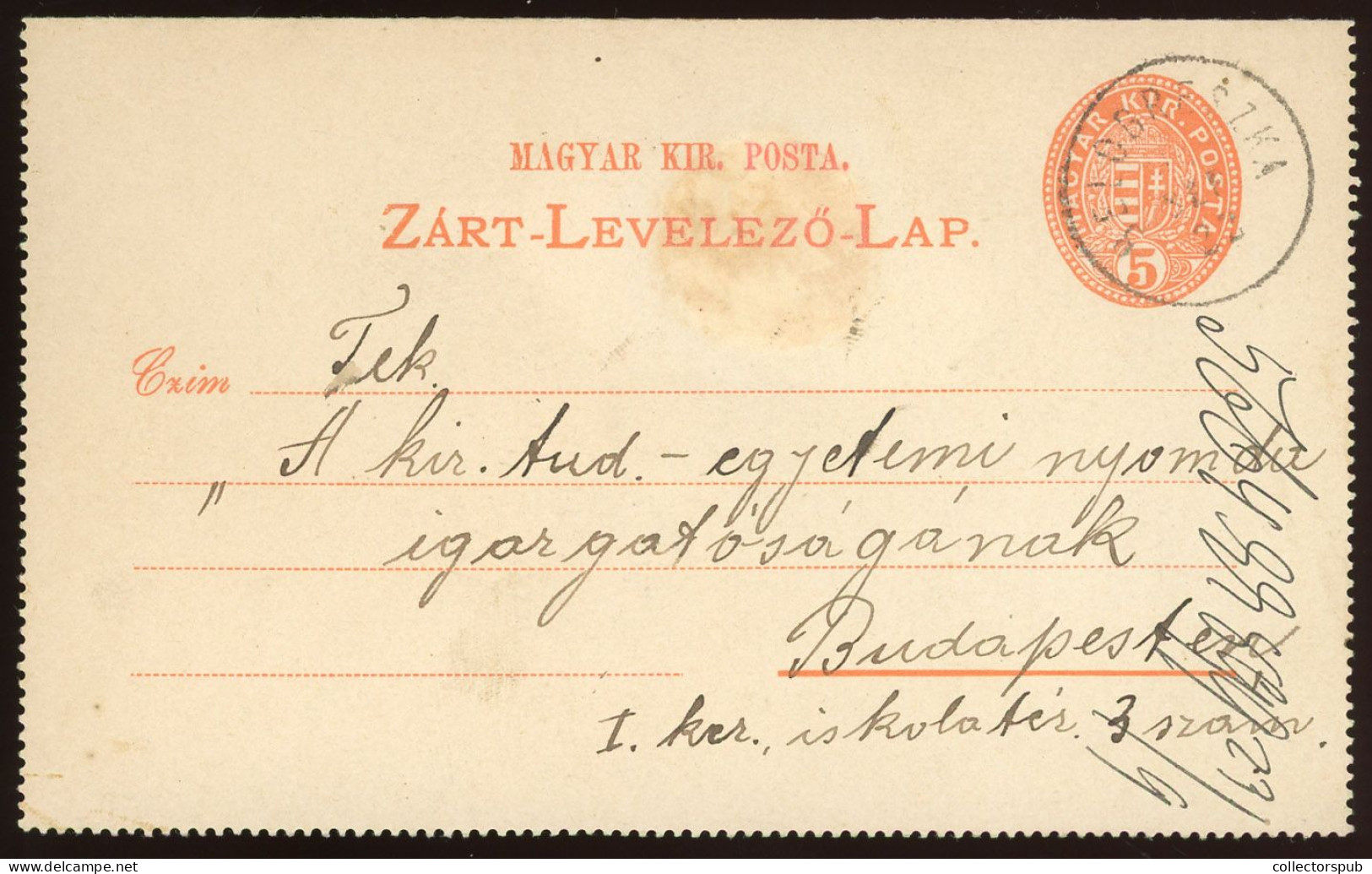 HUNGARY 1899. PS Card Belobreszka Rare Cancellation! - Entiers Postaux