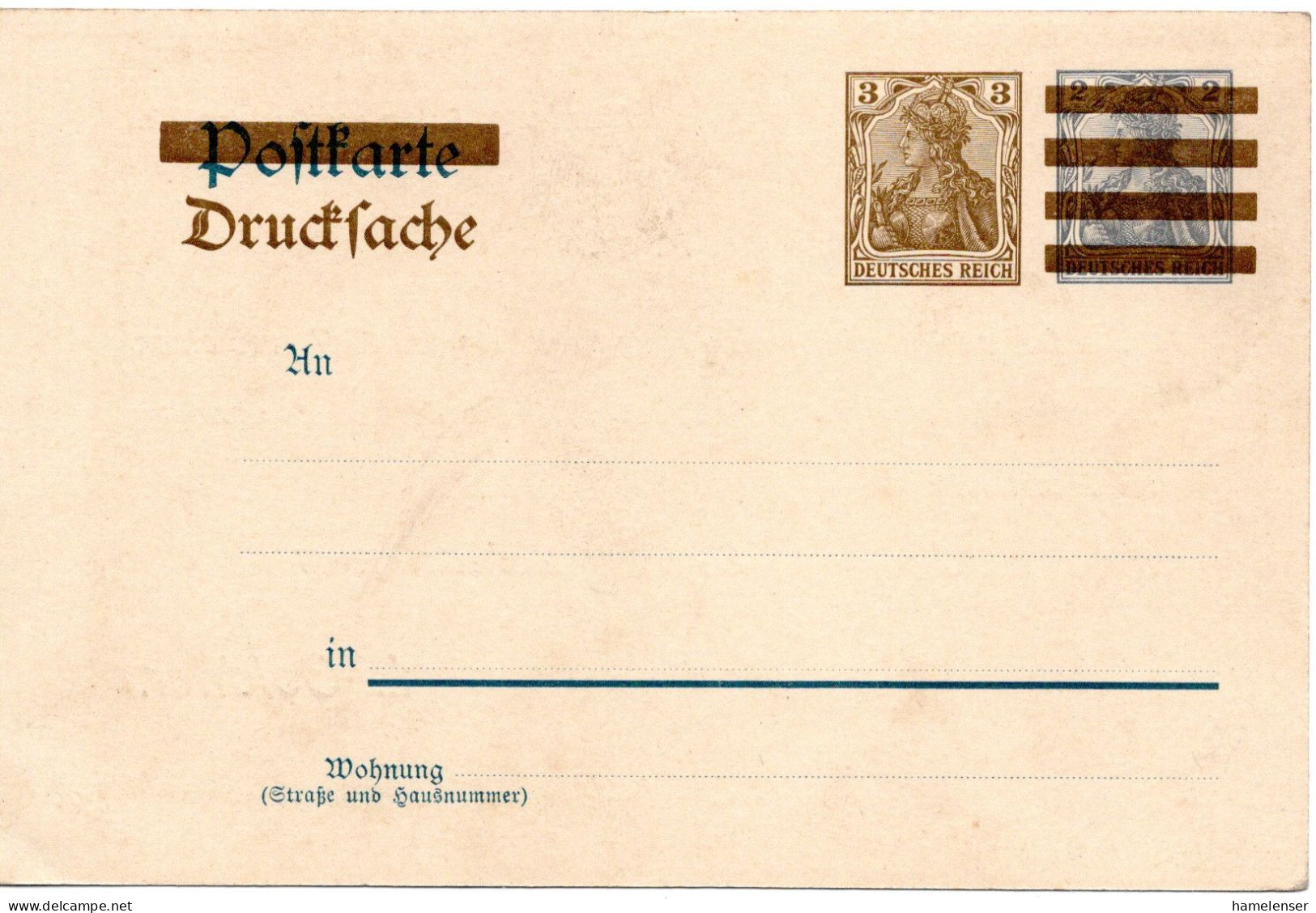 62163 - Deutsches Reich - 3/2Pfg Germania Privataufdruck, Ungebraucht - Briefkaarten