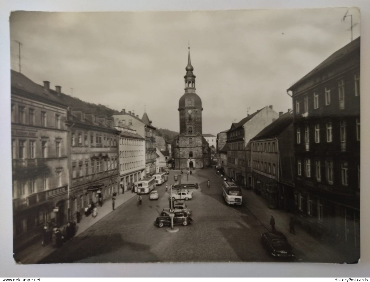 Bad Schandau, Markt Mit Rathaus, Alte Busse, Ikarus, Geschäfte, 1973 - Bad Schandau