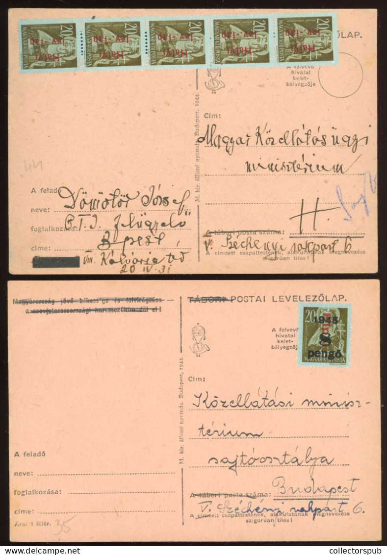 HUNGARY 1946. INFLATION 2 Pieces Inflation Card , Interesting Pair! - Cartas & Documentos