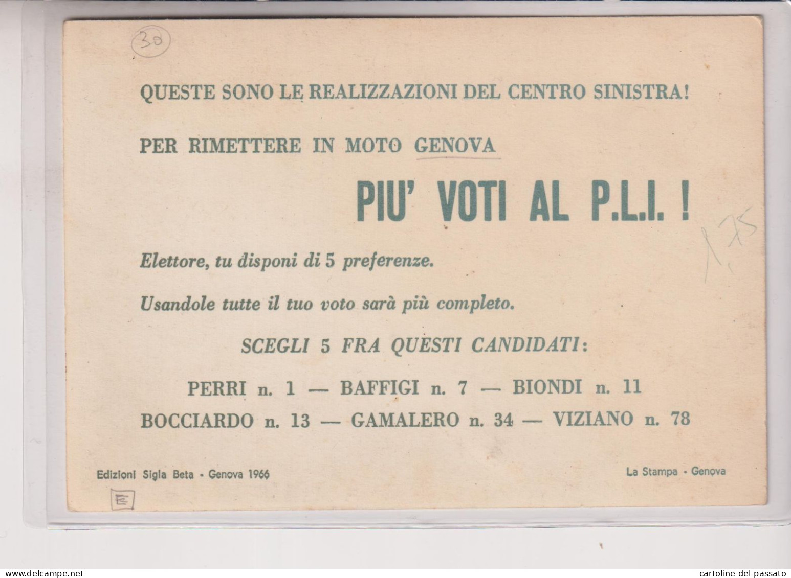 GENOVA  PLI  CANDIDATI ELEZIONI VEDUTE - Political Parties & Elections