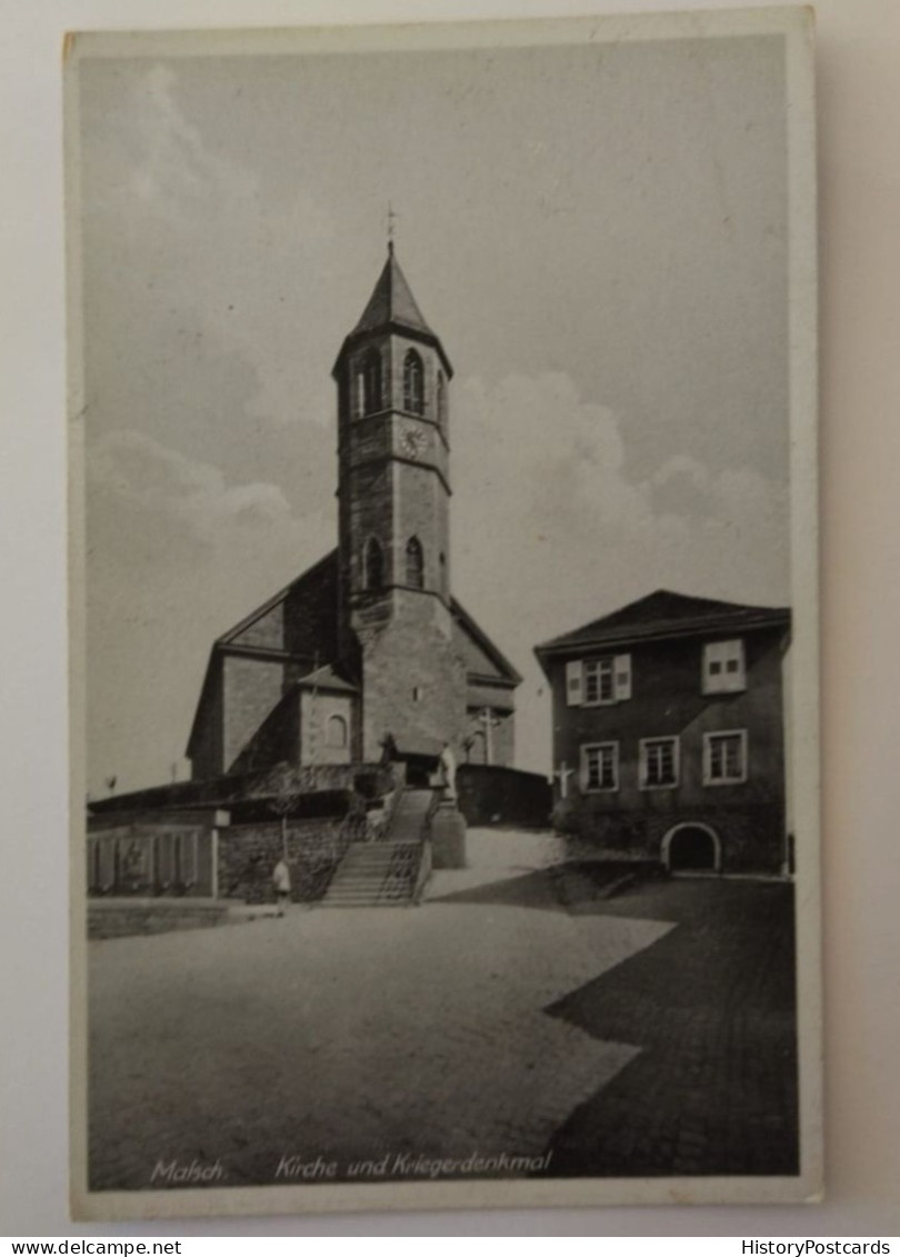 Malsch, Kirche Und Kriegerdenkmal, 1940 - Karlsruhe