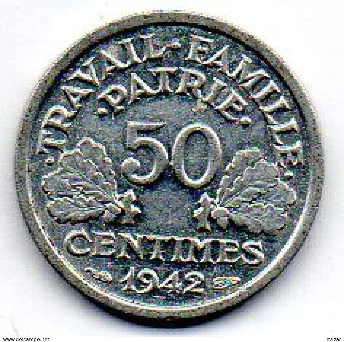 FRANCE, 50 Centimes, Aluminum, Year 1942, KM # 914.4 - 50 Centimes