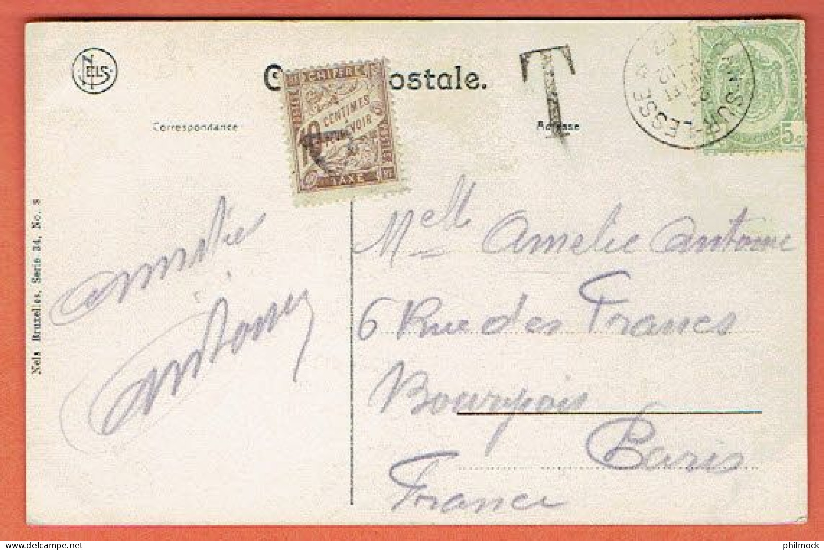 J - Relais - Sterstempel Han-sur-Lesse Vers Paris 1907 Sur CP Taxée Timbre Français - Sterstempels