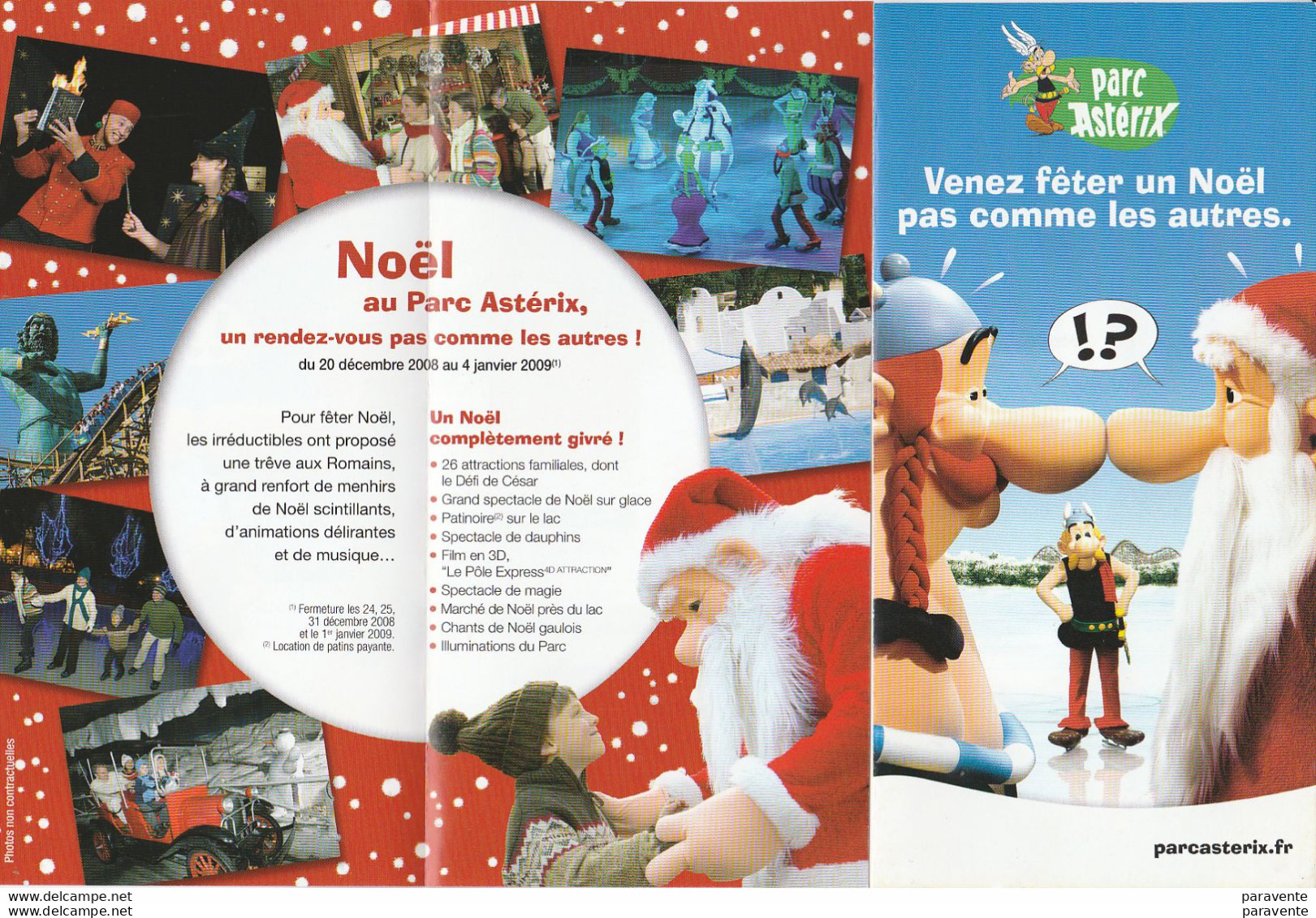 ASTERIX : Depliant PARC ASTERIX 2008 Noel - Astérix