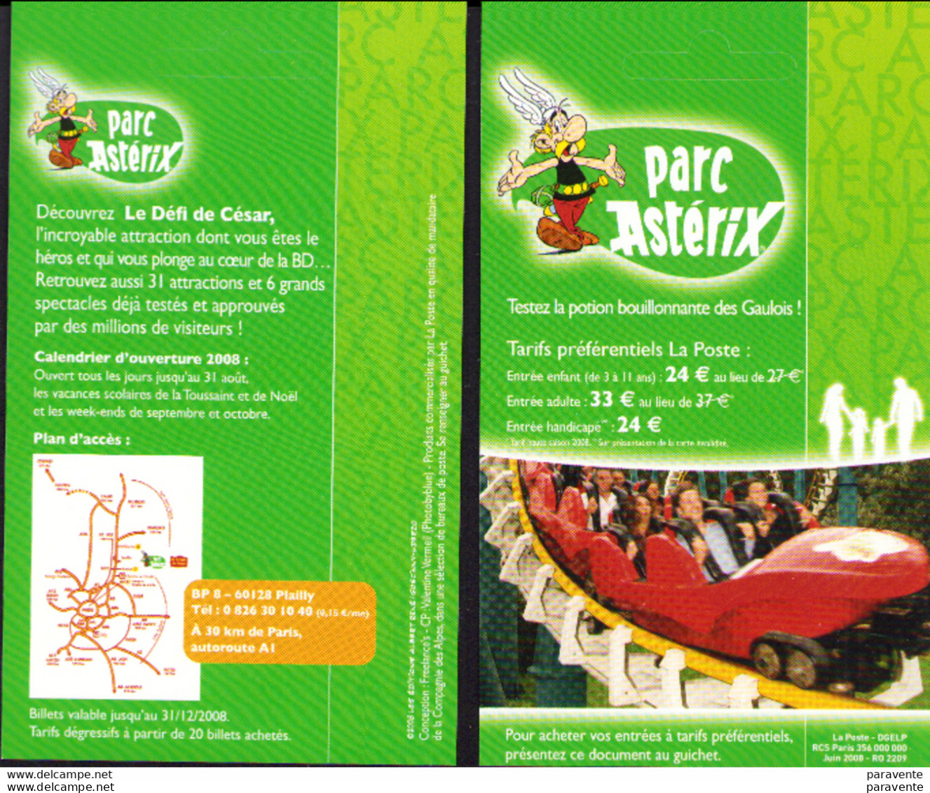 ASTERIX : Flyer PARC ASTERIX 2008 Par LA POSTE - Asterix