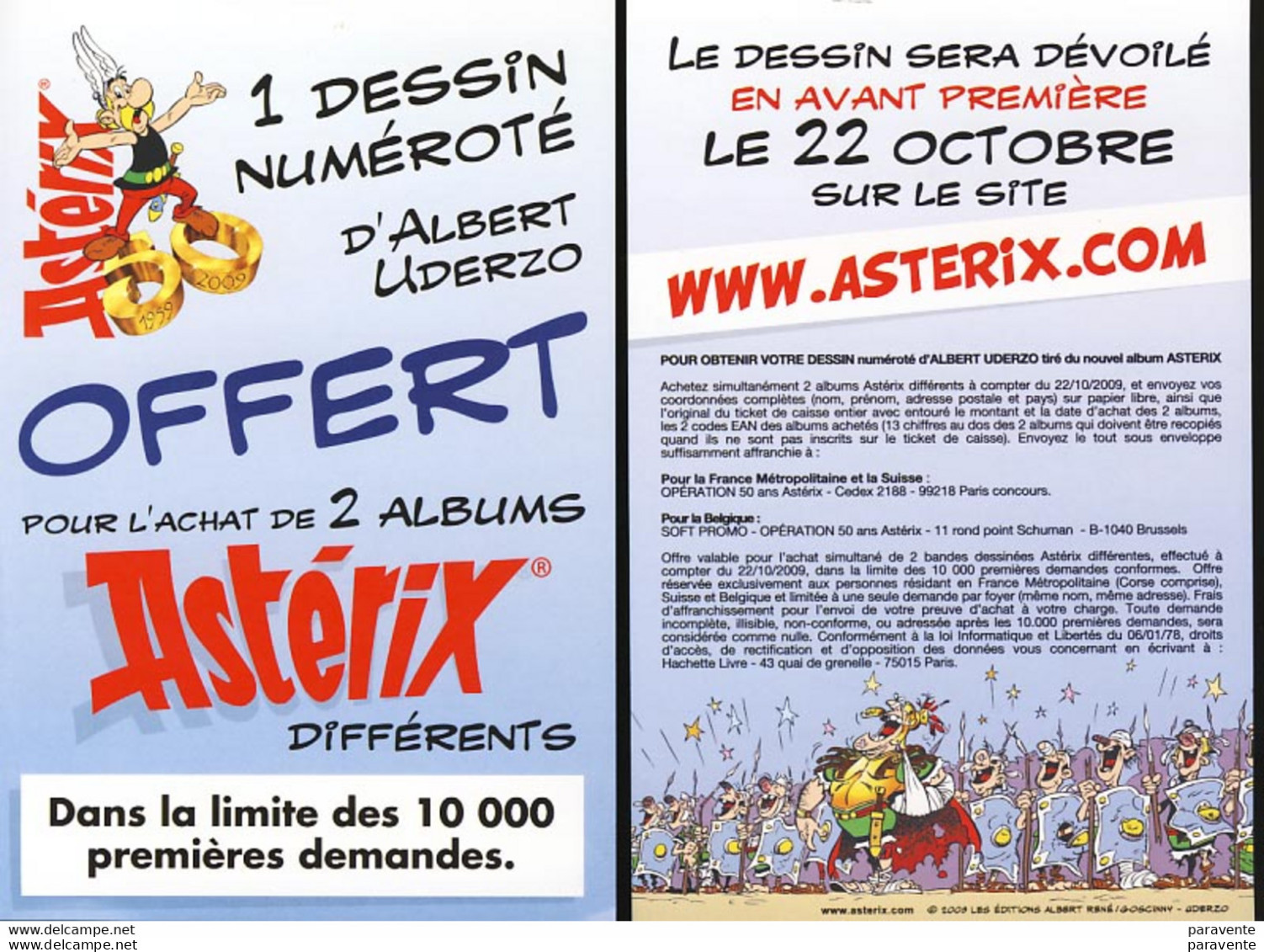 ASTERIX : Flyer UN DESSIN OFFERT - Asterix