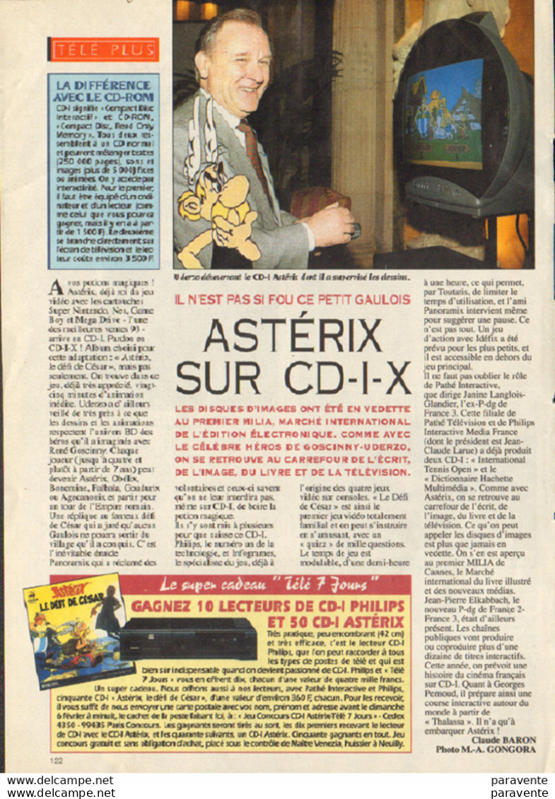 ASTERIX : Pages De Presse TELE 7 JOURS , Asterix Sur CD-Ix - Astérix