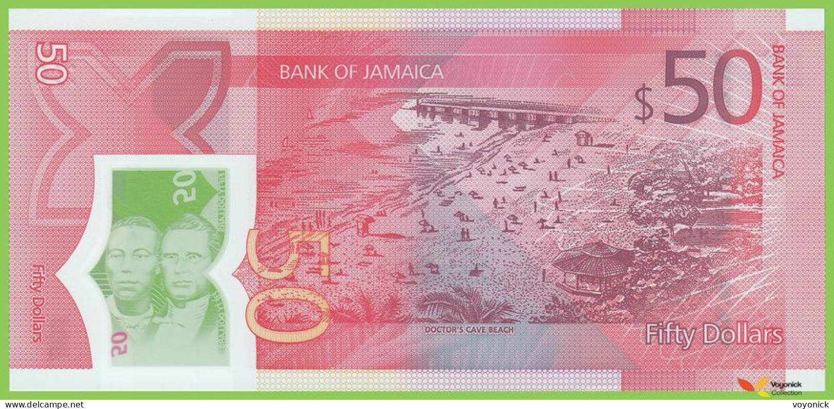 Voyo JAMAICA 50 Dollars 2022(2023) P96r B251az ZZ UNC Polymer Replacement - Jamaique
