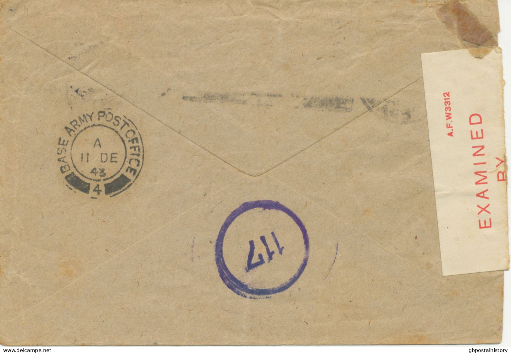 GB 1943, Active Service Air Mail With GVI 10d (reduced Forces Rate) Tied By CDS „FIELD POST OFFICE / 629“ (Nola, Italy) - Postwaardestukken