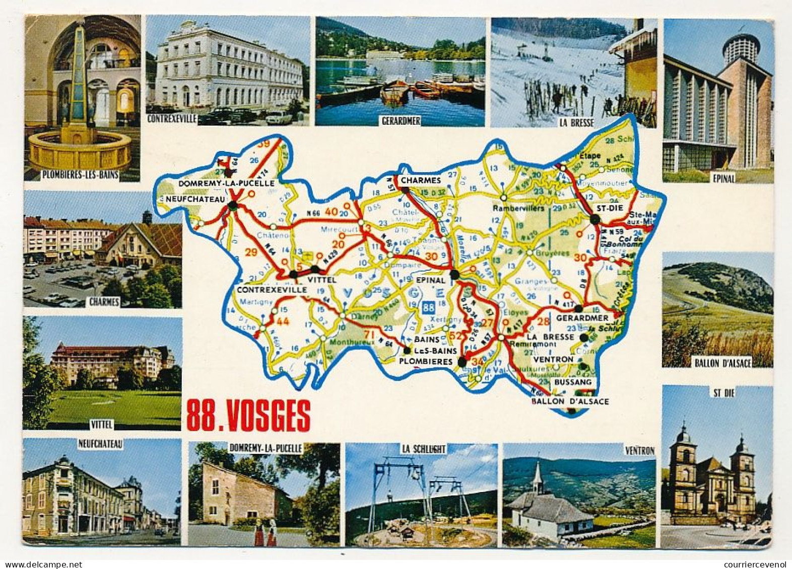 CPM - VOSGES - Carte Du Département Des Vosges + Petites Vues - Autres & Non Classés